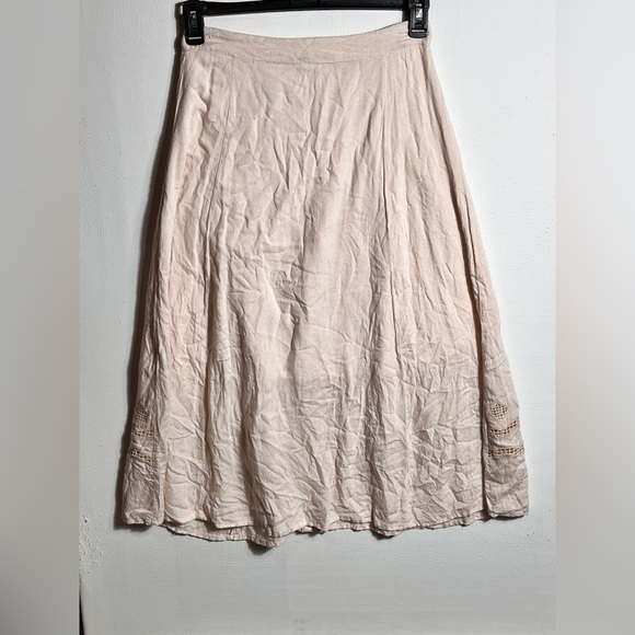 Tularosa Long Embroidered Cream Layered Skirt sz Small - Picture 6 of 11
